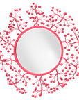 Sue Wright Mirror in bright pink papier mache round berry design.