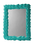 Aqua Papier Mache Tropical Mirror, artisan made in Mexico.