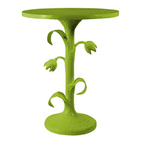 verdant green tulip table handmade with wood and papier mache