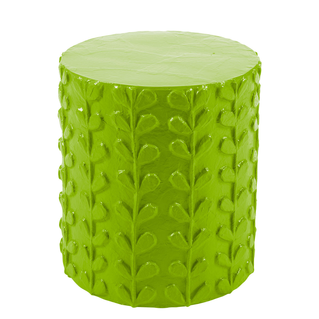 green happy stool or accent table