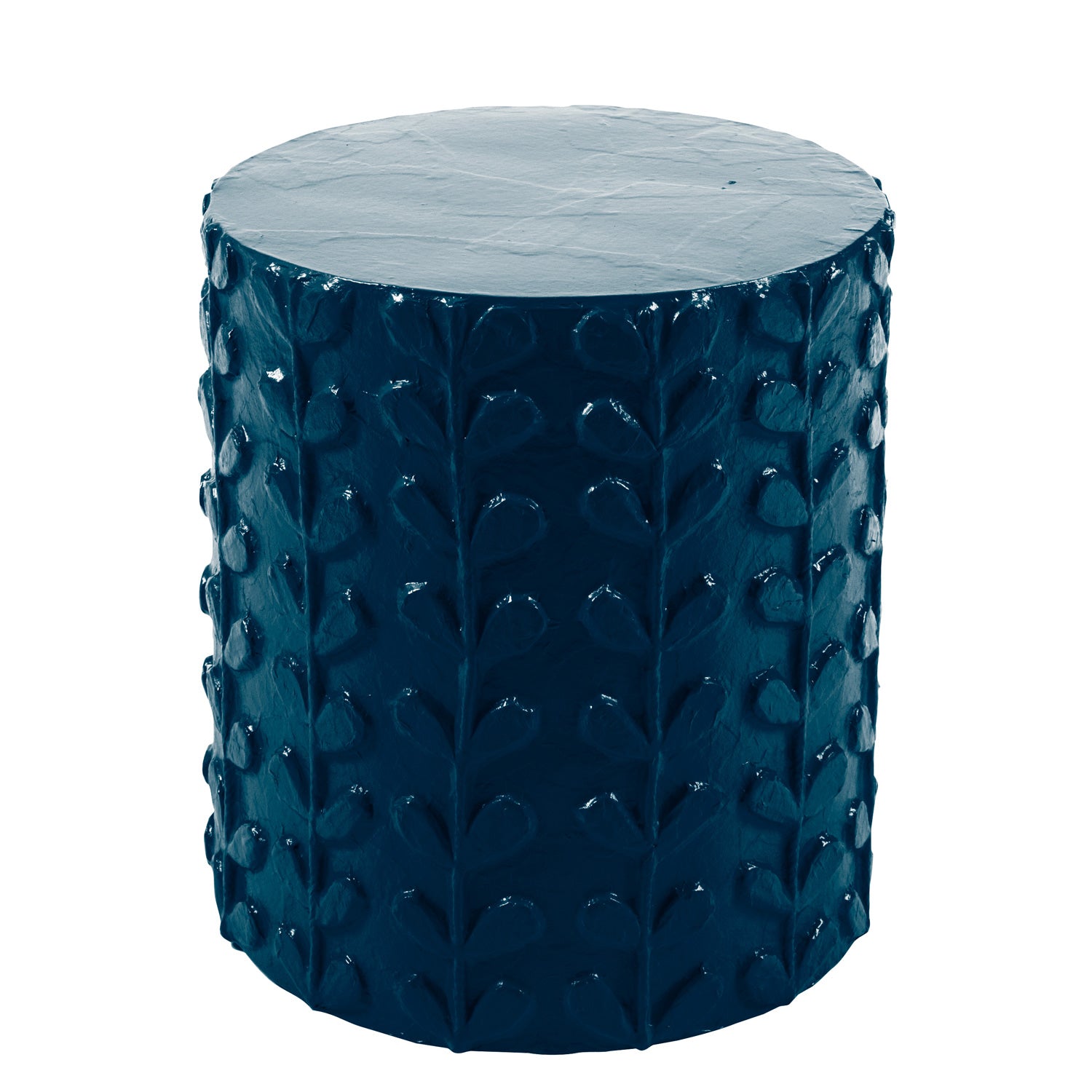 navy blue papier mache stool handmade
